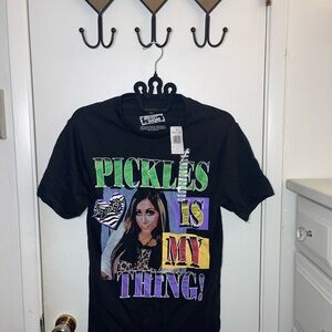 NWT Jersey Shore Black T-Shirt with Green and Purple Graphic